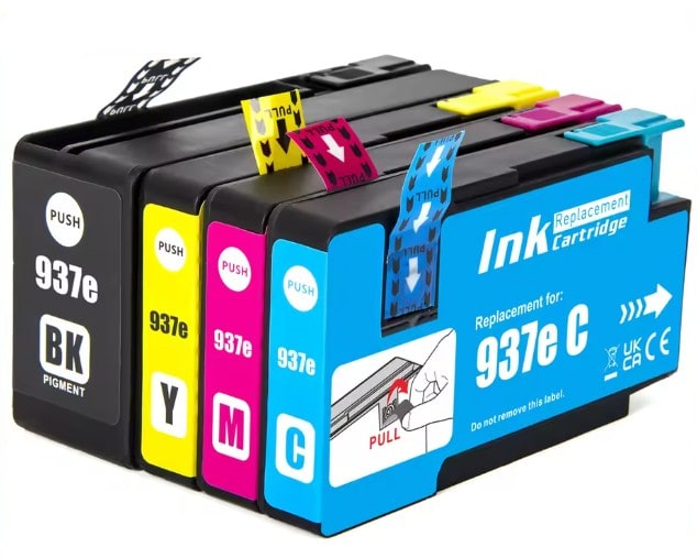 Náplne do tlačiarní HP 937e CMYK kompatibilné s originálmi.