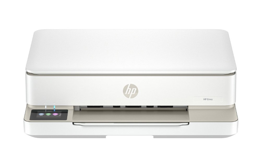 Tlačiareň HP Envy s moderným dizajnom a bezdrôtovým pripojením.