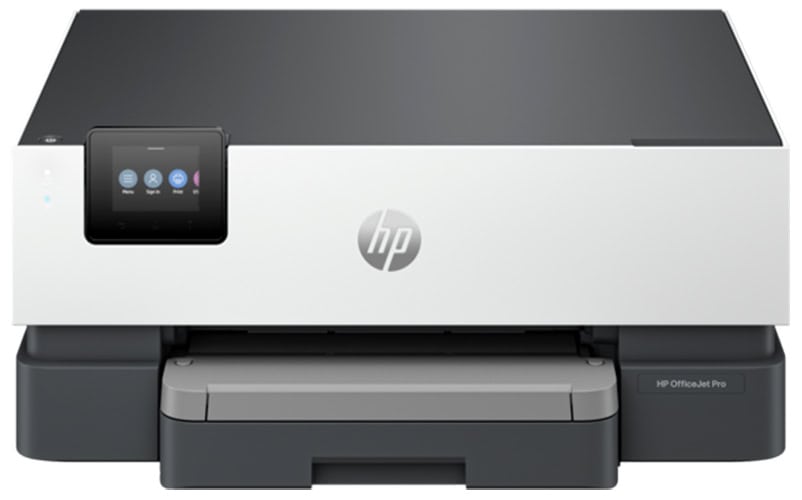Tlačiareň HP OfficeJet Pro s dotykovým displejom a moderným dizajnom.