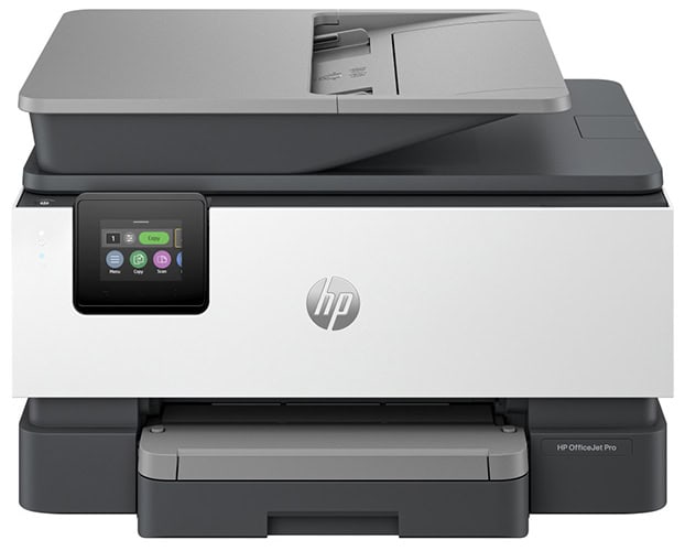 Tlačiareň HP OfficeJet Pro s dotykovým displejom a moderným dizajnom.